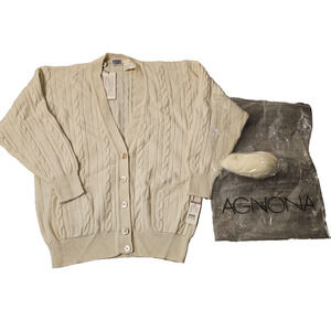 VTG NWT Agnona Womens Cream Italian Cashmere Cardigan Sweater Size 42 Medium